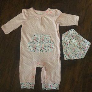 Cat and jack romper with matching bib